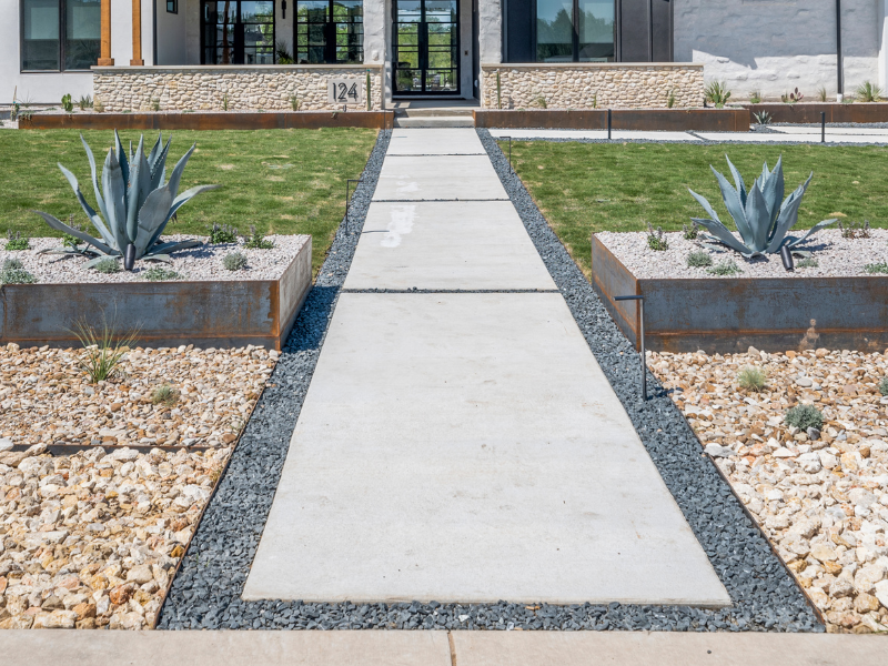 Stone pathways and patio hardscaping in New Braunfels
